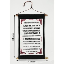 DharmaObjects Dalai Lama Quotes ~ Natural Wooden ~ A Precious Human Life ~ Inspirational Message Wall Decor Hanging (Precious Human Life 1)
