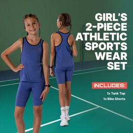 Essenclo Girls Tank Tops and Shorts Summer Outfits, Athletic Activewear Loose Fit Cute Girls' Fashion Clothing Sets Size 3-16 - E1103 - Teal Green - 11-12