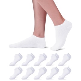 Niorasen Trainer Socks Men Women 39-42 43-46, 10 Pairs Cotton Short Trainer Socks, Half Socks, Black, White, Grey, 35-38, 47-50, White