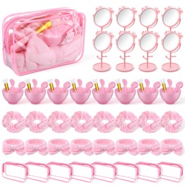 8 Set Spa Sleepover Party Supplies, Spa Party Gifts Include Face Mask Mixing Bowl Set, Headbands, Scrunchies, Cosmetic Bags, Mirrors for Women Girls