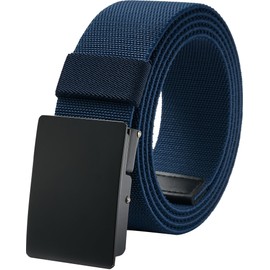 LionVII Cinturón casual para hombre, cinturón de trabajo elástico con hebilla de metal ajustable, correa de cintura fácil de recortar para adaptarse a cintura de 27 a 46 pulgadas, Azul marino, Talla única