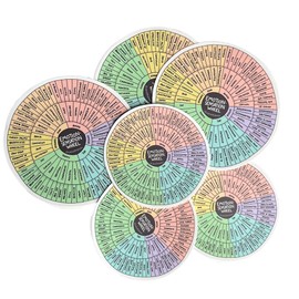 Emotion Sensation Wheel Vinyl Stickers - Set of 6-5 Inch & 4 Inch - for Laptop, Binder, Mental Health Wall Art Chart for Car Social Worker Counselor Skateboard Laptop Cabinets