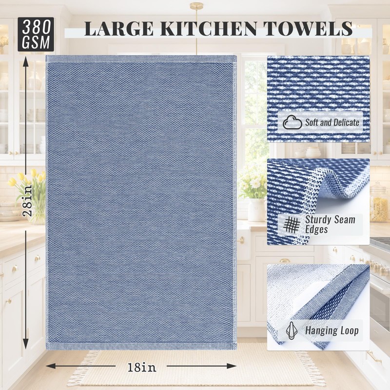 Homaxy Premium Kitchen Towels 18"x28", 6 Pack Large Cotton 380