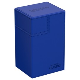 Ultimate Guard Flip 'n' Tray 80+, Deck Case for 80 Double-Sleeved TCG Cards + Dice Tray, Blue, Independent Magnetic Closure & Microfiber Inner Lining