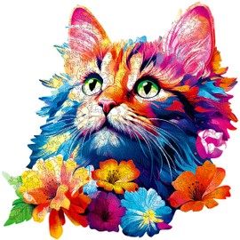 ESC WELT Wooden Cat Puzzle 200 Pieces - Captivating Mind Entertainment for Teens and Adults - Fun and Environmentally Friendly Toy - Challenging Jigsaw Game - Wooden Puzzle