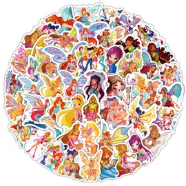 Winx Club Stickers 60Pcs for Water Bottles Laptop Computer Skateboard, Cute Sticker Gift for Kids Teens Waterproof