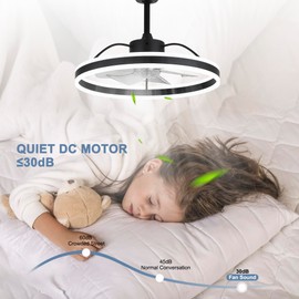 Oaks Aura 24 Inch Low Profile Ceiling Fans with Remote Control and APP,Modern Ceiling Fan with Lights,3 Light Color Change and 6 Speeds for Living Room,Dinning Room