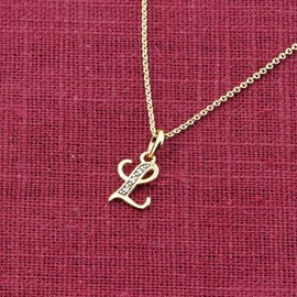 trendor 41520-L-38 38 cm Letter Pendant L Gold 333/8 K Gold with Gold-Plated Silver Chain Fashion Jewellery Made of Real Gold for Women Great Gift Idea, Sterling Silver Gold, Diamond