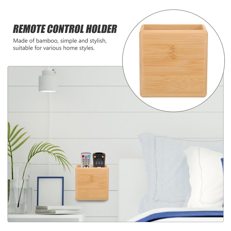 Garneck Wall-Mounted Remote Control Holder, Bamboo, Natural