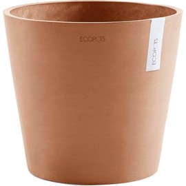 Ecopots Amsterdam Durable Indoor/Outdoor Modern Round Recycled Plastic Planter Flower Pot - Terracotta Finish - 19.7" D x 17.2" H