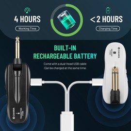 CAHAYA Guitar Wireless Transmitter Receiver: Audio Transmission System Kit - Suitable for Electric Guitar Bass Amplifier Keyboards and All Instruments 5.8GHz Black and White CY0363