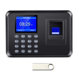 MIKONIYA Time Clock,Time Clocks for Employees Small Business,Fingerprint Attendance Machine,Password Punching in One,Office Fingerprint with 1000 Fingerprints,with 16G U-Disk