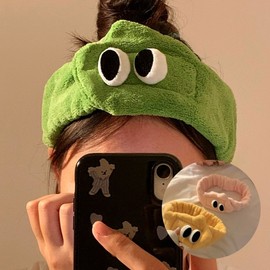 Fluffy Soft Eyeball Face Wash Headband - Pajama Party Accessory SN.Roundy Face Wash Headband Green 3ea