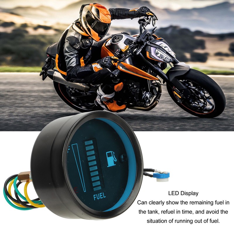 Motorcycle Fuel Level Gauge 52mm Housing Diameter LED Light Display