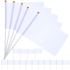 iplusmile Banners Plain Custom Hand Held Flag 60 Pack Mini Stick Flags, Small Plain White Blank Diy Flag on Stick, Hand Held Flag for Kids Birthday Party Decorations, Festival Events Celebration