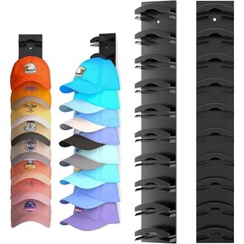 Hat Organizer for Baseball Caps 2Pack, Hat Rack for Wall with Strong Adhesive Hold up to 20 Hats, Hat Hanger Holder Display for Door Closet(Black) - Color: Black-Upgrated, Style: 2pcs