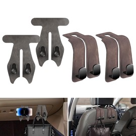 NHHEO Car Hook for Headrest Co-Pilot Glovebox 4 Pcs Universal Vehicle Bag Umbrella Handbag Coat Hooks(Gray)