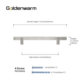 goldenwarm 10 Pack 5 Inch Brushed Nickel Cabinet Pulls Silver Drawer Pulls Cabinet Handles Brushed Nickel Aluminum Alloy Kitchen Hardware for Dresser Drawer