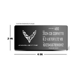 Custom 2x4IN Engraved Plaque Custom for C8 Corvette, Z06, ZR1 Aluminum Interior, Engine