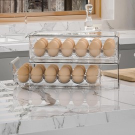 BPA Free Refrigerator Organizer Bins, Stackable Egg Holder, 18 Egg Tray