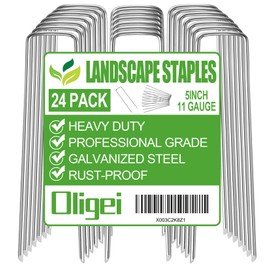 24 Pack Garden Stakes, U-Shaped Tent Stakes, Galvanized Landscape Staples, Ground Stakes, for Landscaping Securing Weed Barrier Fabric, Irrigation Tubing, Holding Fence, Tarpaulin