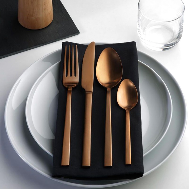 Amefa 9385AEAFV2B60 Square 16 Piece Copper Cutlery Set