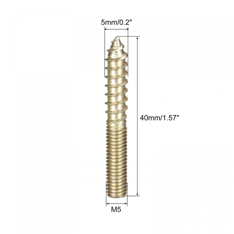 sourcing map Hanger Bolts Double Thread Woodworking Screw Connector M5