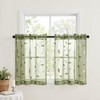 MIULEE Sage Green Sheer Curtains 2 Panels Embroidered Leaf Patterned