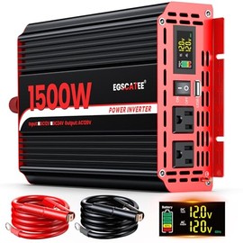Inversor de potencia de 1500 W, 12 V CC a 110 V/120 V CA, inversor de coche de potencia máxima de 3000 W con visualización LCD, 2 salidas CA, puerto USB de 3.1 A para vehículos, camping, viajes, uso