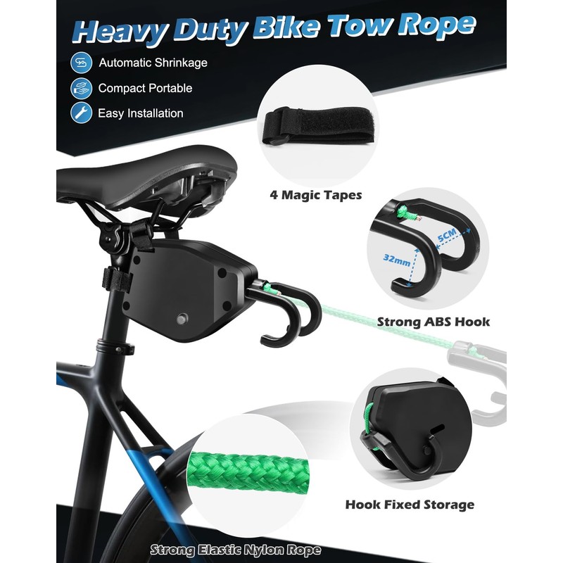 MAIKEHIGH Bike Tow Rope for Kids, Retractable Towing Strap System