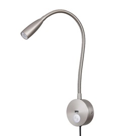 EVETHBEY LED Bedside Touch Dimmable Wall Mounted Reading Light - Night Light With USB Flexible Gooseneck - Brushed Nickel
