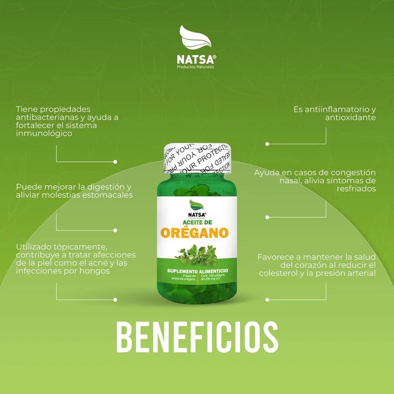 Aceite De Orégano 100 Cápsulas, Calidad Premium