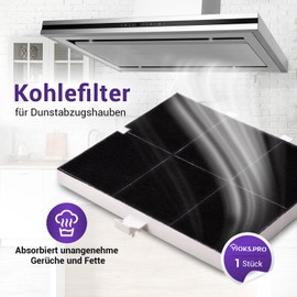 Viоks.pro Activated Carbon Filter Cooker Hood 255 x 225 x 23 mm Replacement for Balay 00361047 361047 FKS170BSH DHZ5136 LZ51351 Z5117X - Filter Cooker Hood with Notch & Activated Carbon Filter Cooker