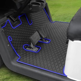 LEAPGOMAX EZGO RXV Floor Mat, Full Coverage Golf Cart Floor Liner Mat Replacement for EZGO RXV (2008-2022) & 2Five (2009+) Non-Slip&Easy to Clean-Blue Trim