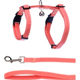 Flamingo Lomi Harness with Lead Pale Pink - A: 22-36cm, W: 27-46cm, C: 110cm x 10mm x 2mm, Elegant, Safe and Stylish for Cats