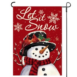 Let It Snow Snowman Christmas Garden Yard Flags 12x18 Double Sided- Small Snowflake Snowman Flag for Winter Holiday Vacation Xmas Yard Outside