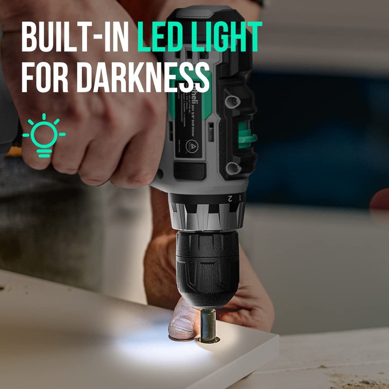 Litheli Cordless Drill Set, 20V Max Power Drill, 3/8” Keyless
