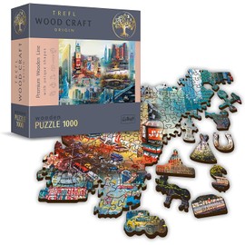 Trefl TR20147 1000 Pieces, Wood Craft, Irregular Shapes, 100 Figures American Monuments and Symbols, Modern Premium Wood, New York City Puzzle, Collage