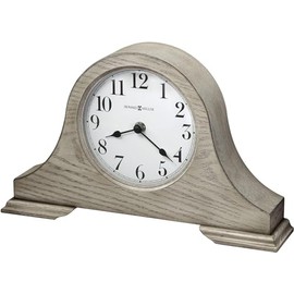 Howard Miller Nampa Mantel Clock II 549-751 – Warm Gray Finish, Crisp White Dial, Convex Glass Crystal, Tambour Style, Vintage Home Décor, Quartz Movement