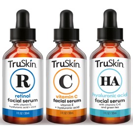 TruSkin Face Serum Trio – Hyaluronic Acid, Vitamin C & Retinol Serum for Face – Anti Aging Skin Care Set for Women – Skincare for Bright, Smooth, Hydrated & Firmer-Looking Skin, 1 fl oz, 3 Bottles