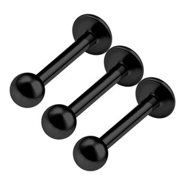 KJM Fashion Madonna Anodised Lip Labret Earrings 1.6 mm Pack of 3, Alloy Steel