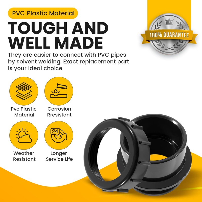 2 Pack 270100 Black Pool Valve Adaptor Replacement Kit Fit