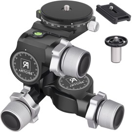 3-Way Geared Tripod Head ARTCISE Professional Geared Tripod Head with Arca Type QR Plate and 360° Panoramic Arca Type QR Plate/3 Axis Pan/Tilt Fluid Head with Large/Fine Quick Switch Dual Mode