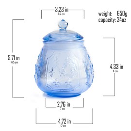 Glass Cookie and Candy Jars With Airtight Lids For Food Storage, Household (Blue, MD 4.6 inH 5.9 in)