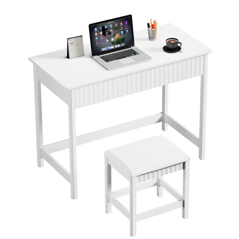 ChooChoo 40 Inch Modern Desk with Drawers, Makeup Vanity Desk