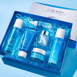 6 Piece Collagen Skincare Set for Teen Girls Moisturizing Women with Cleanser Toner Lotion Serum Cream and Eye Cream / 10대 소녀를 위한 6개 콜라겐 스킨케어 세트 클렌저 토너 로션 세럼 크림 및 아이 크림이 포함된 수분 여성용