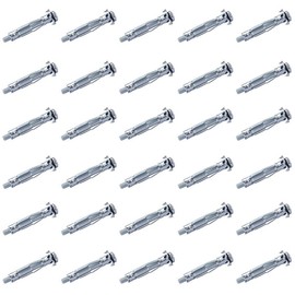30Pcs M4 Wall Anchor,Heavy Duty Metal Plasterboard Cavity Wall Fixings Anchors Plugs,21MM Carbon Steel Anchor Expansion Bolt for Wall/Drywall/Hollow Wall Anchor