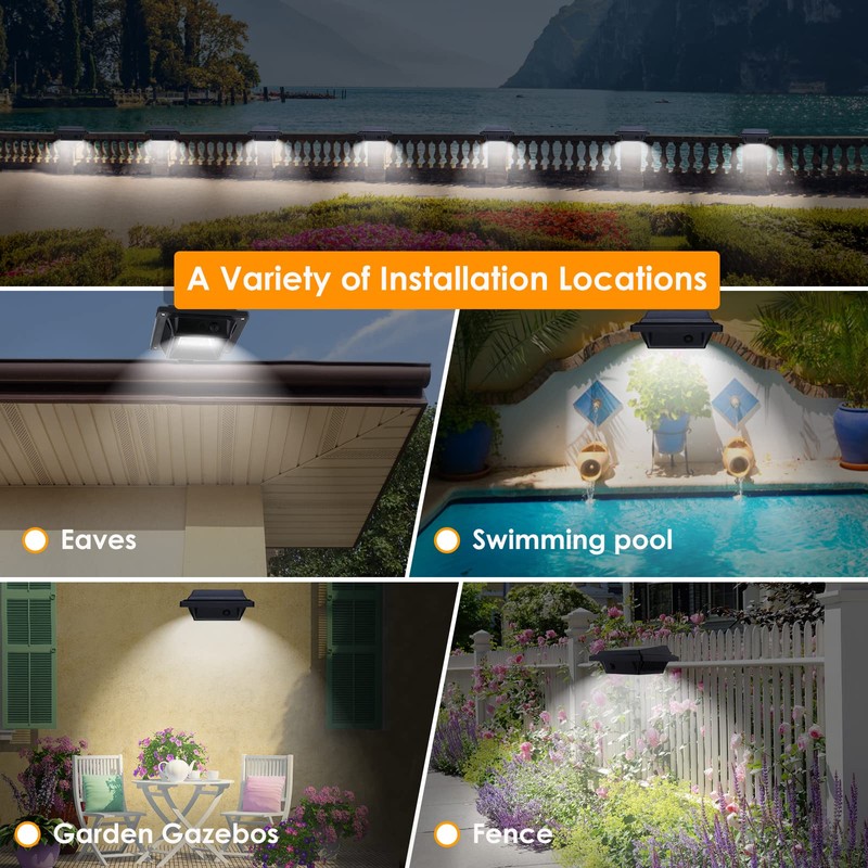 UniqueFire Solar Gutter Lights Outdoor, 40 LEDs Bright Solar Powered
