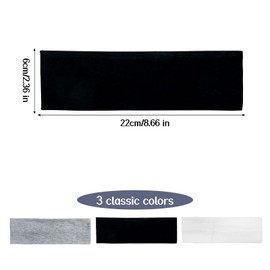 XQMMGO Pack of 3 Sports Headbands, Non-Slip Headbands, Women's Headband Sweatband, Sports Headbands, Unisex, for Yoga, Cycling, Driving, Football, Running (Black + Grey + White)
