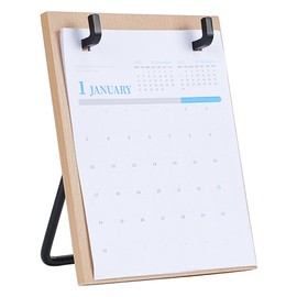 BENECREAT Retro Tischkalender Tischdekoration 11.7x16.6x20.5cm Großer Kalenderhalter Aus Buchenholz Für Den Schreibtisch Für Büro Geschäft Und Zuhause Beige